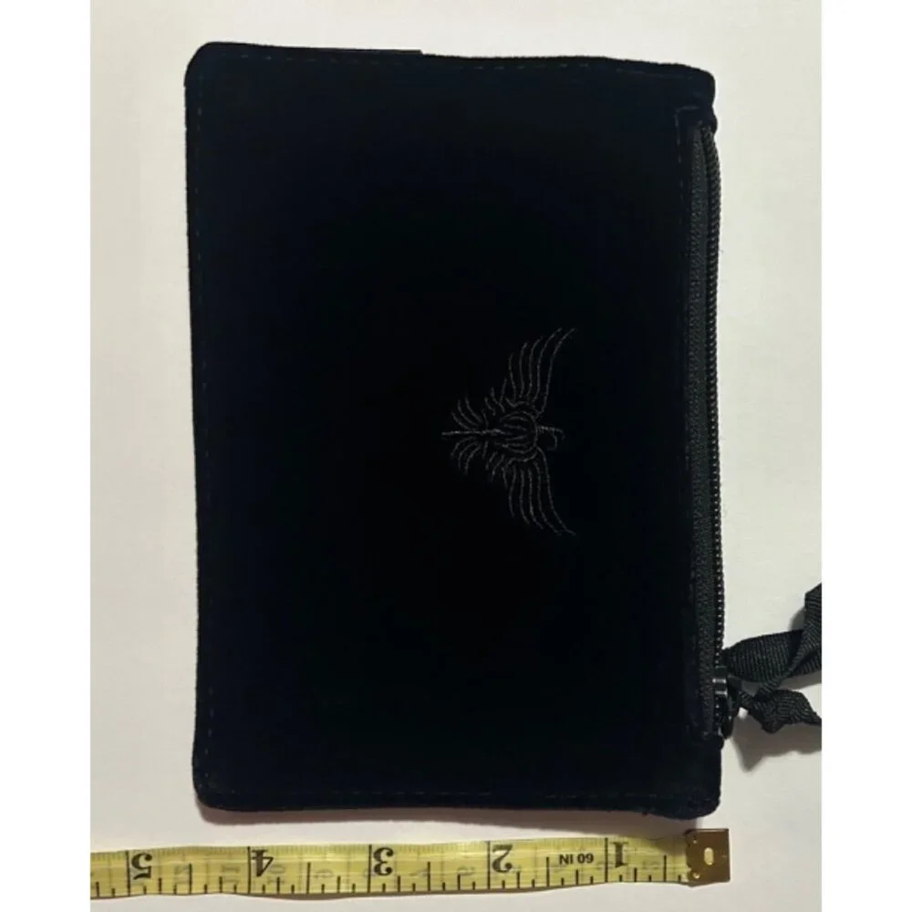 Apatchy London Small Black Velvet Coin Purse With Embroidered Logo & Zipper Clos - Picture 6 of 8